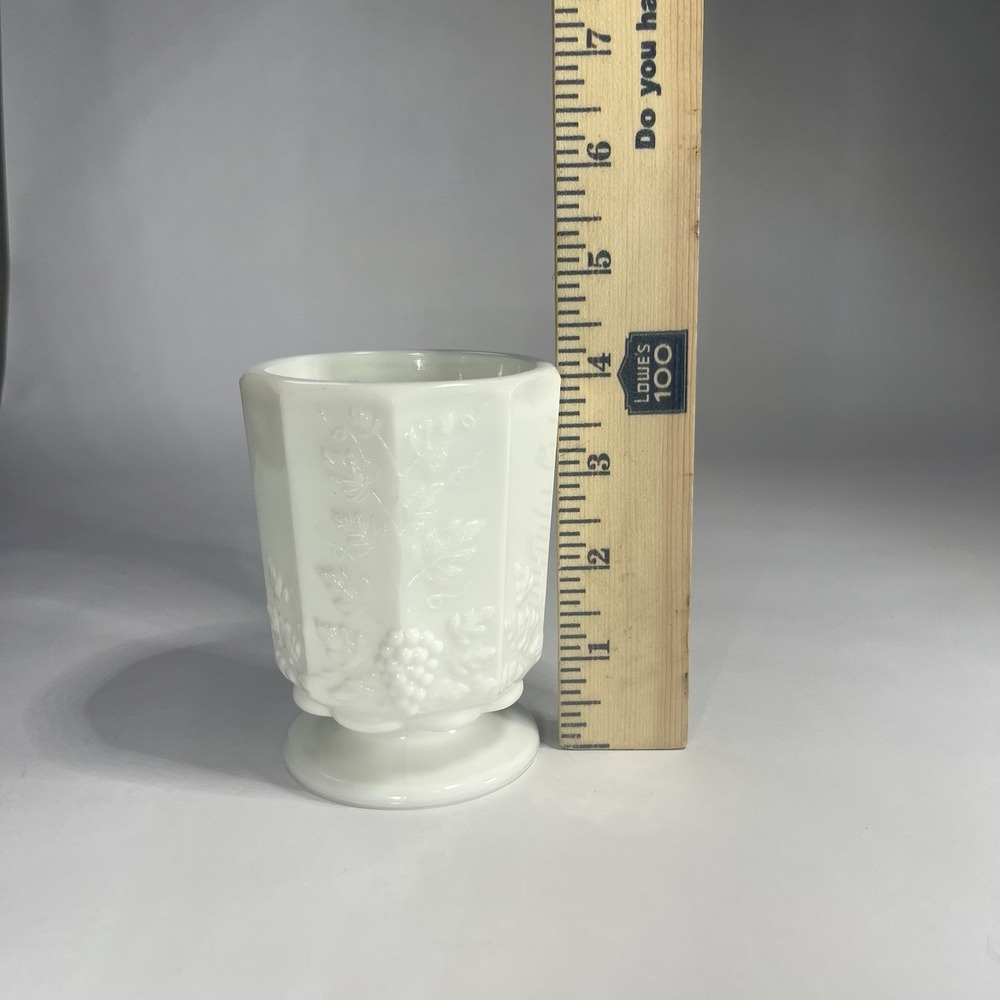 Vintage Westmoreland Milk Glass Open Sugar Bowl Cup Paneled Grape Vine USA PA 4" - Picture 10 of 11